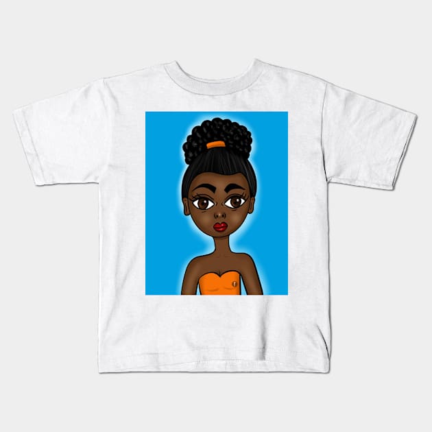Cute art black anime style digital art Kids T-Shirt by Spinkly Creations 